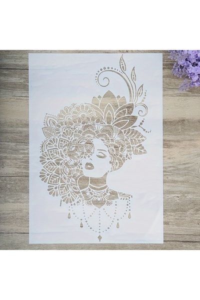 Choice 1PC A4 Boho Woman Stencil for Wall Painting – DIY Mandala Lady Templat...