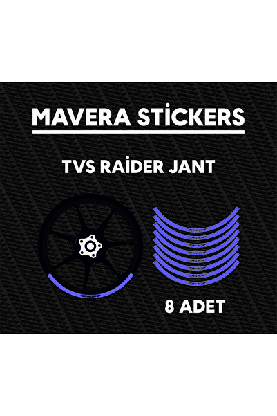 Mavera Stickers ملصق شريط حافة العجلة المكتوب عليه Radier لـ TVS Raider (8 قطع)