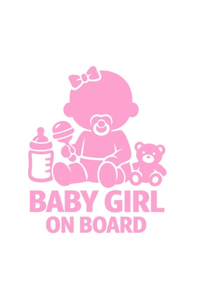 OEM Autocolant decorativ auto  "Fetiță la bord ", model 9, 10cm, Roz