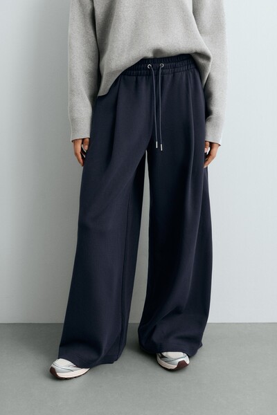 Oysho Pamuklu piqué Wide leg pantolon