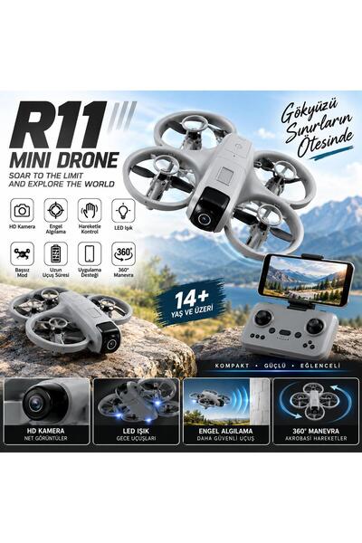 DEX BATTERİES R11 Mini Drone HD Kamera Led Işıklı Telefon Bağlantısı İle Kont...