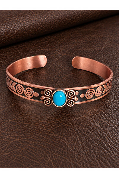 Rupen Kraft Women's Copper Bracelet Handcrafted Pure Copper Oval Turquoise St...