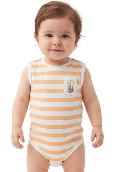 Trucare AIKO Infant AOP Cotton Interlock Sleeveless Bodysuit – Stripe Edition...