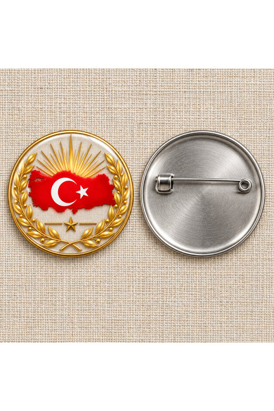 Fikart Türkiye Haritası 58 mm İğneli Metal Buton Rozet