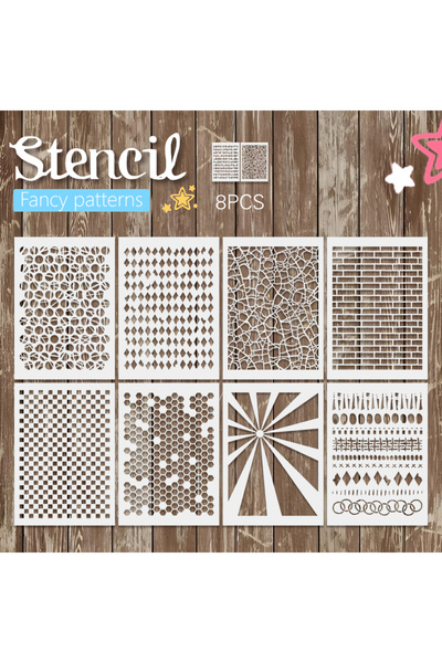 Choice 8PCS A4 Geometric Pattern Stencils, DIY Templates for Crafting, Decora...