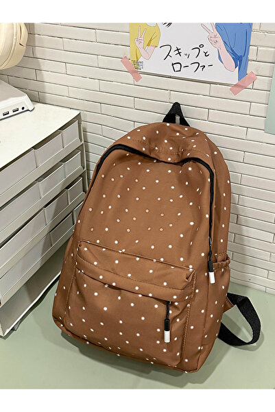 Take Two By Styli Coffee Brown Polka Dot Backpack