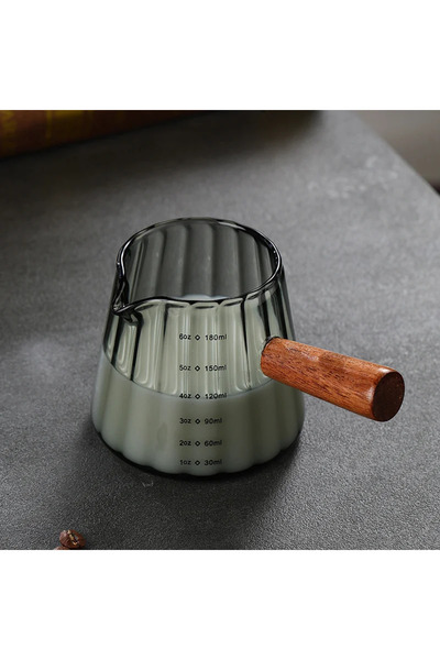 Choice 180ml Black 180ML Wood Handle Glass Espresso Measuring Cup Coffee Extr...