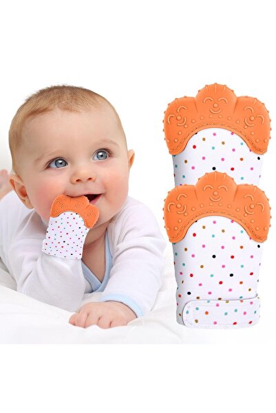 EHOME 2Pack Silicone Teething Mitt, Soothing Infant Teething Mitten Pain Reli...