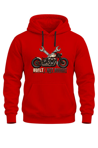 WİDİ Unisex Built Not Bought Motorcycle Printed Hooded Sweatshirt – Vintage B...