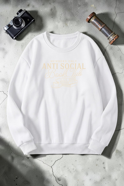 uyguntarz Unisex Φούτερ με στάμπα Anti Social και λαιμόκοψη ποδηλάτου