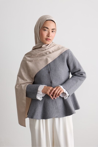 Modakaşmir Crystal Pattern Silky Jacquard Shawl