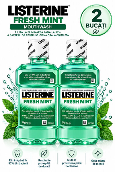 Listerine 2x 250 ml apă de gură fresh mint