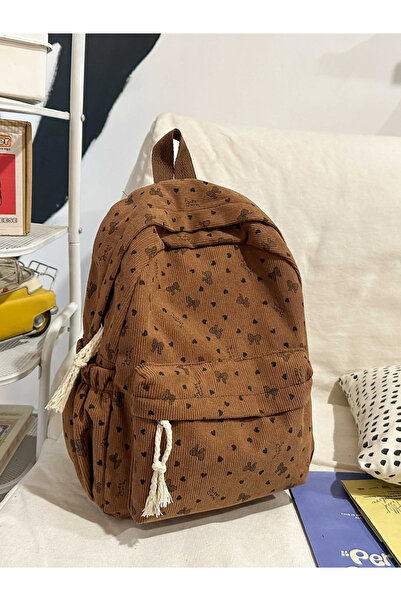 Take Two By Styli Brown Corduroy Butterfly Heart Backpack