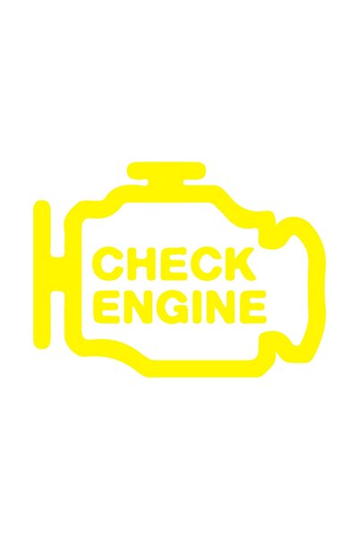 OEM Autocolant auto "Verificați motorul", modelul 1, 10cm, Galben