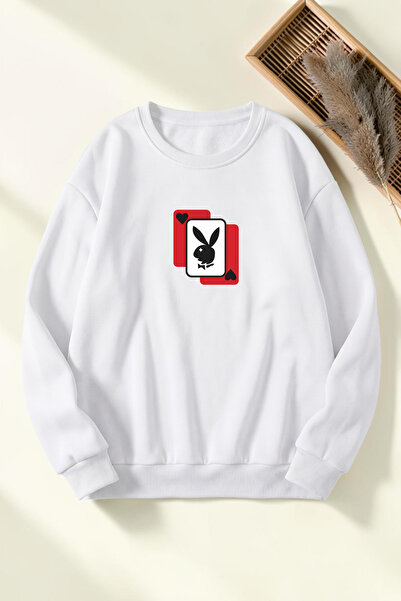 uyguntarz Unisex Φούτερ Playboy με στάμπα και λαιμόκοψη ποδηλάτου