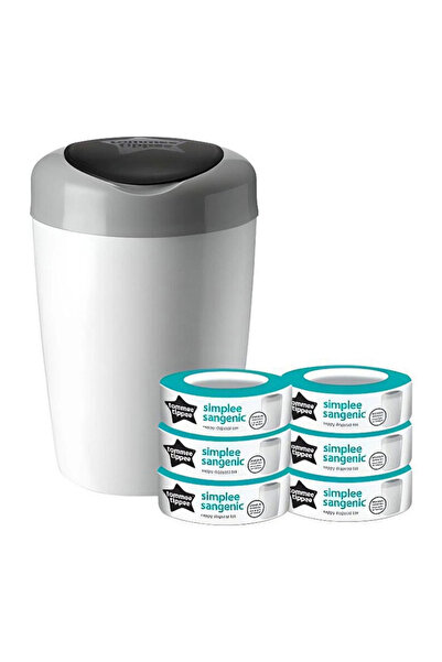 tommee tippee Σίμπλι Σάντζενικ λευκός κάδος πάνας και 6 ανταλλακτικά