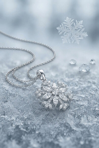 Lisinya 316L Steel Chain Silver Color Snowflake Model Women's Necklace -