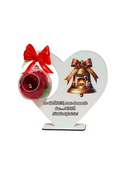 OEM Decoratiune cu licheni si trandafir criogenat rosu, Craciun, Lemn, 20×19 ...