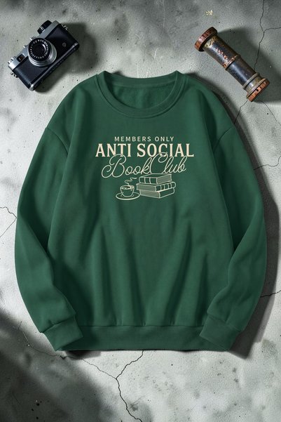 uyguntarz Unisex Anti Social Printed Crew Neck Sweatshirt