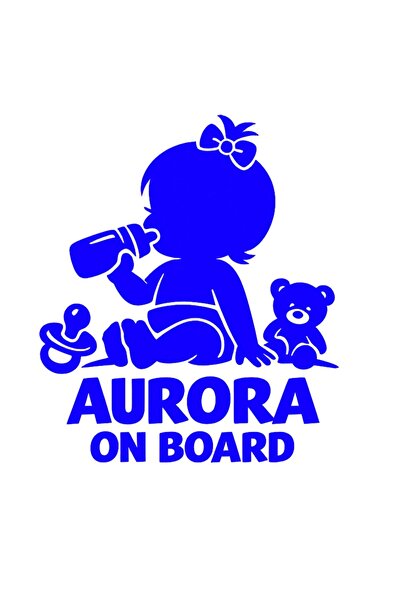OEM Autocolant auto  "AURORA ON BOARD ", Model Logan, 15cm, Albastru