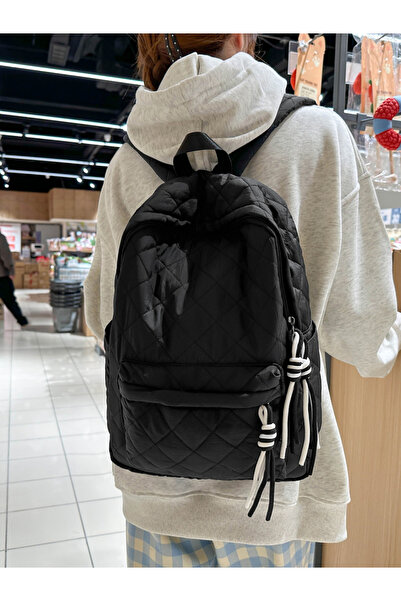 Take Two By Styli Black Quilted Backpack