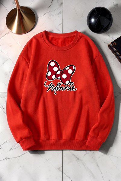 uyguntarz Hanorac unisex cu imprimeu Minnie, cu guler rotund
