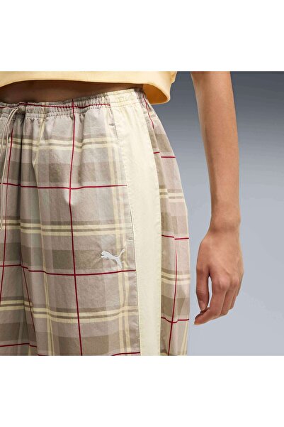 Puma T7 Tartan Woven Pants Bej Kadın Pantolon