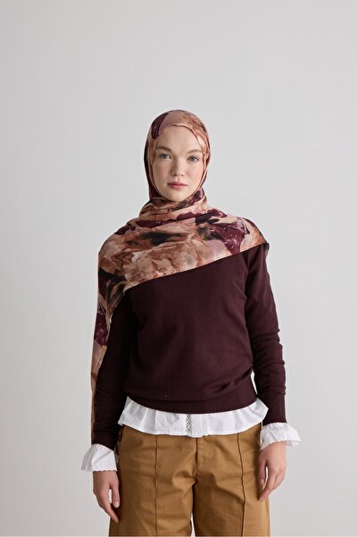 Modakaşmir Antique Rose Pattern Nua Viscose Shawl