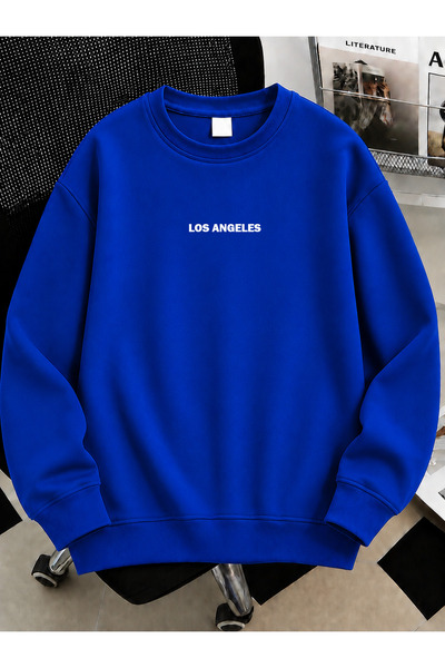 Revasser Unisex Erkek/Kadın YENİ LOSANGELES Detaylı Özel Baskılı Renkli Overs...