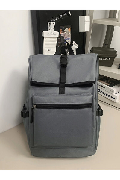 Take Two By Styli Grey Plain Backpack