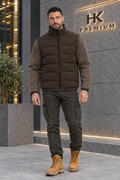 HK Premium Tekstil Oysho Kumaş Kollu Şişme Mont Su İtici Kışlık