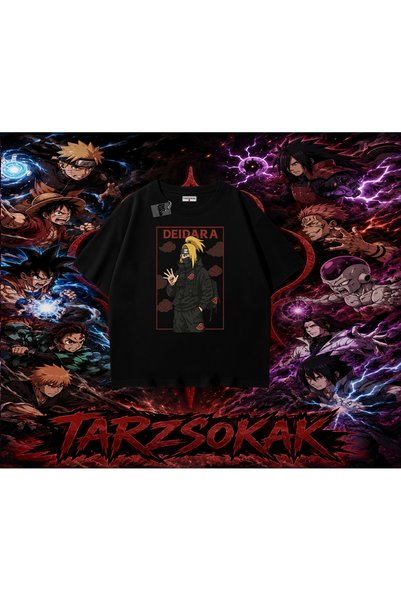 Tarzsokak تي شيرت Deidara Naruto Anime Character كبير الحجم للجنسين باللون ال...