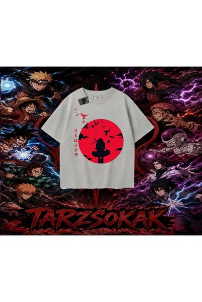 Tarzsokak تي شيرت Itachi Uchiha Naruto Anime Character كبير الحجم للجنسين بال...