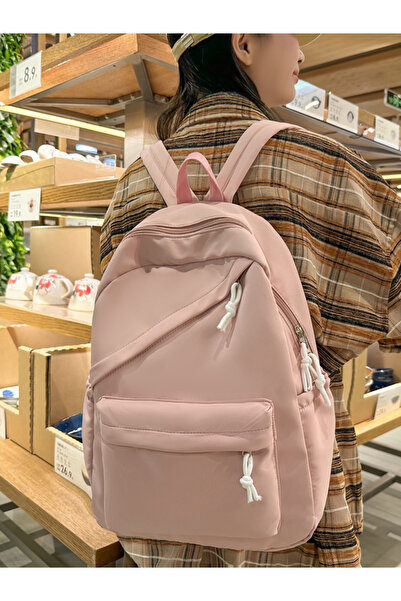 Take Two By Styli Pink Plain Backpack
