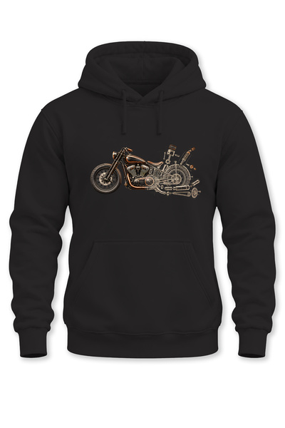 WİDİ Unisex Custom Motorcycle Printed Hooded Sweatshirt – Vintage Mechanic Bi...