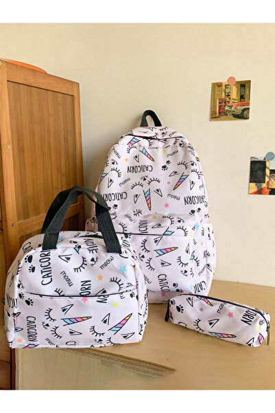 Take Two By Styli 3Pcs Cartoon Print Nylon Backpack Set