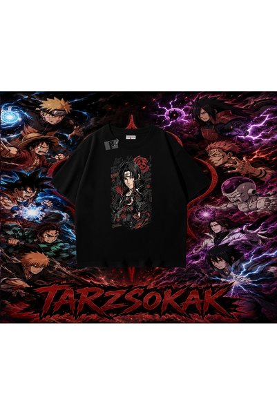 Tarzsokak تي شيرت Itachi Uchiha Naruto Anime Character كبير الحجم للجنسين بال...