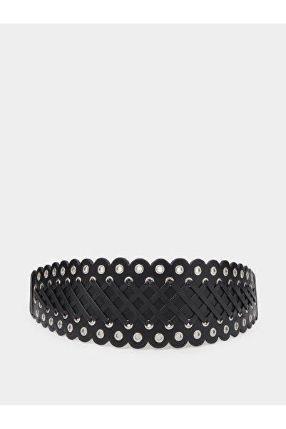 Styli Black Eyelet Scalloped Belt