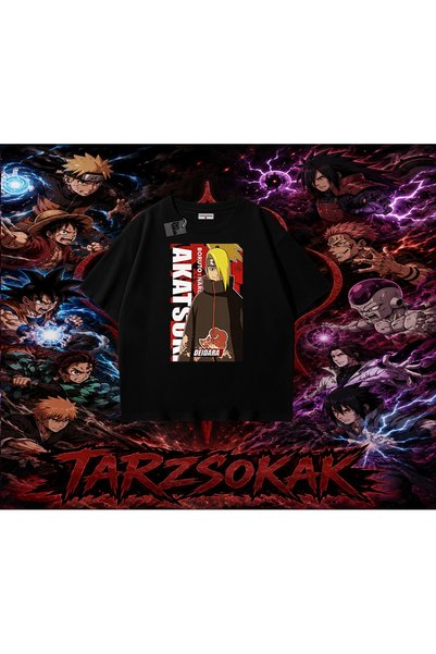 Tarzsokak تي شيرت Deidara Naruto Anime Character كبير الحجم للجنسين باللون ال...