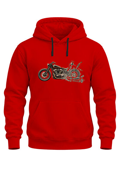 WİDİ Unisex Custom Motorcycle Printed Hooded Sweatshirt – Vintage Mechanic Bi...