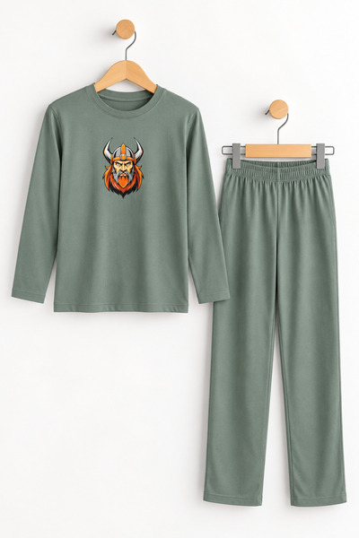 Tinymuyt Boy's Character Printed Combed Cotton 2-Piece Pajama Set Green