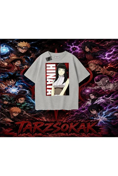 Tarzsokak تي شيرت هيناتا هيوغا ناروتو أنمي كبير الحجم للجنسين باللون الأبيض