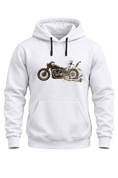 WİDİ Unisex Custom Motorcycle Printed Hooded Sweatshirt – Vintage Mechanic Bi...
