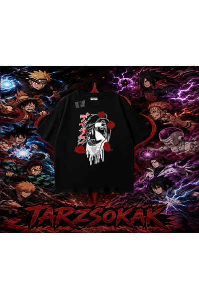Tarzsokak تي شيرت Deidara Naruto Anime Character كبير الحجم للجنسين باللون ال...