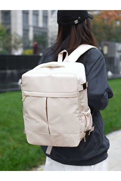 Take Two By Styli White Travel Backpack with Shoe Compartment