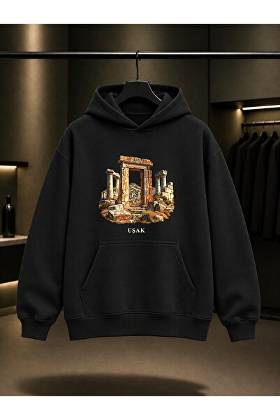 fame-stoned Uşak Blaundos Printed Unisex 100% Cotton Hooded Sweatshirt