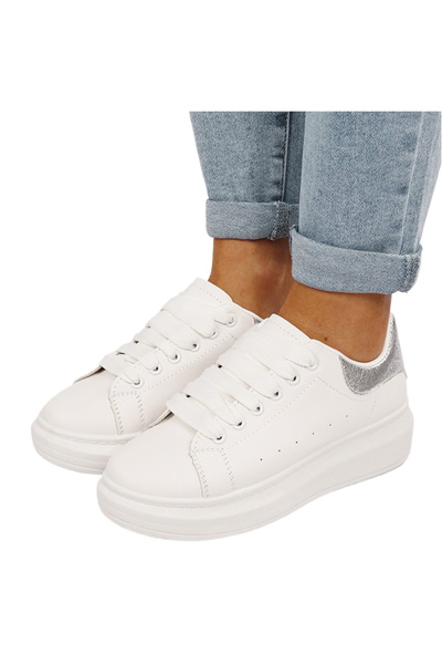 SOFILINE Adidași albi/argintii cu talpă groasă M-8826 M7
