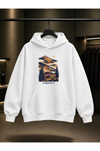fame-stoned Giresun Kümbet Yaylası Printed Unisex 100% Cotton Hooded Sweatshirt