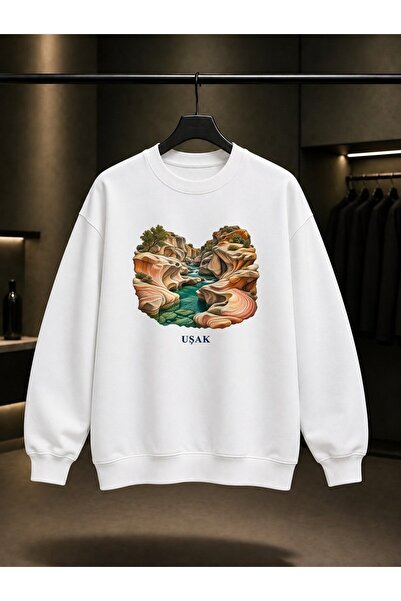 fame-stoned Uşak Taşyaran Vadisi Printed Unisex 100% Cotton Sweatshirt