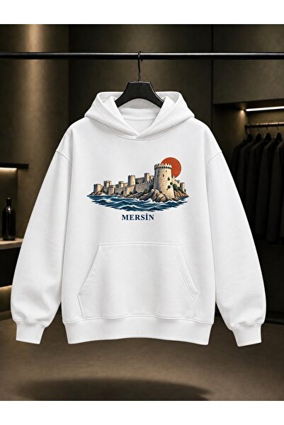 fame-stoned Mersin Mamure Castle Printed Unisex 100% Cotton Hooded Sweatshirt